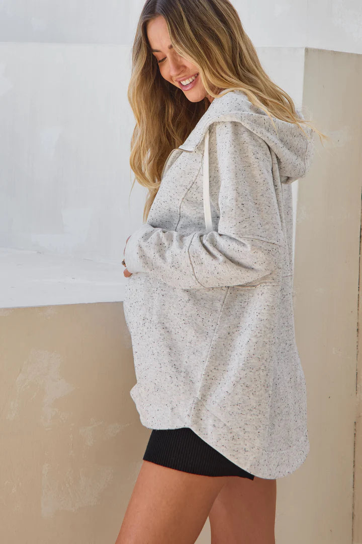 Run With Me Grey Fleck Maternity & Nursing Hoodie | Bae The Label | CARRY | Toronto Canada