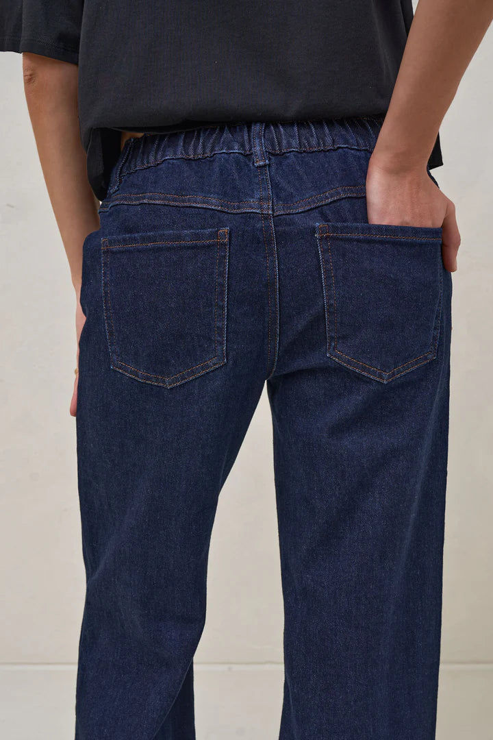 Day By Day Under Bump Wide Leg Jeans (Indigo) | Bae The Label