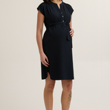 Belted Woven Maternity Work Dress (Navy) | CARRY