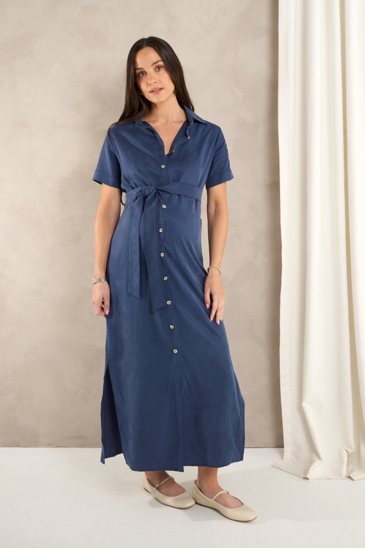 Chic Maternity Maxi Shirt Dress (Navy) | CARRY Carry Maternity Canada Chic Maternity Maxi Shirt Dress (Navy) | CARRY Carry Maternity Canada