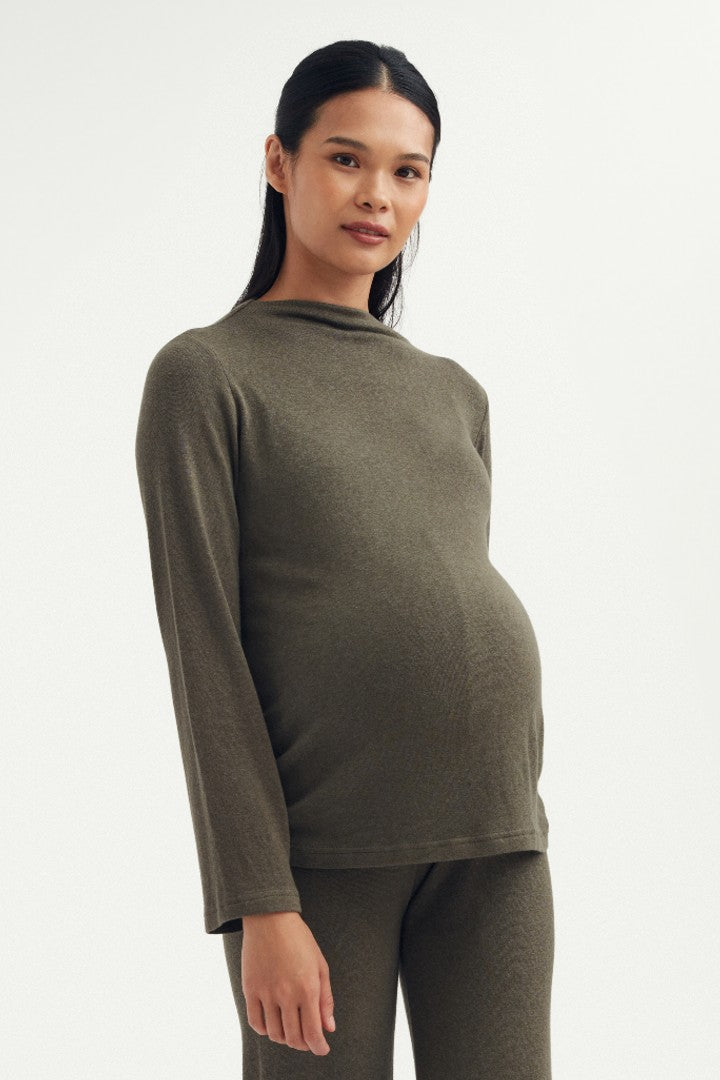 Butter-Soft Mock Neck Sweater - Moss Green | CARRY | Maternity and Nursing Dresses Canada