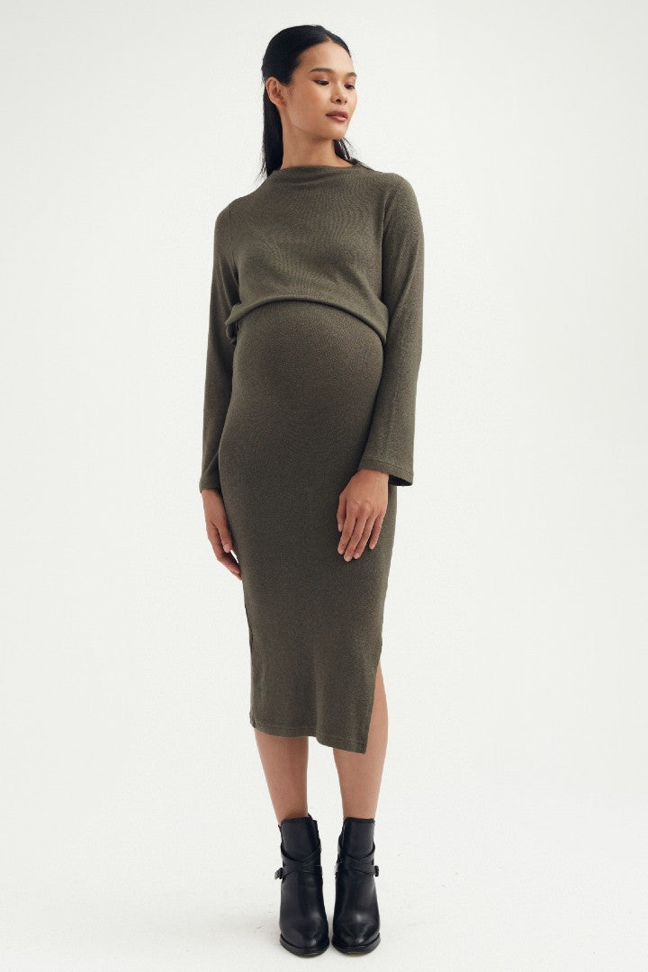 Butter-Soft Knit Skirt - Moss Green | CARRY | Maternity and Nursing Dresses Canada