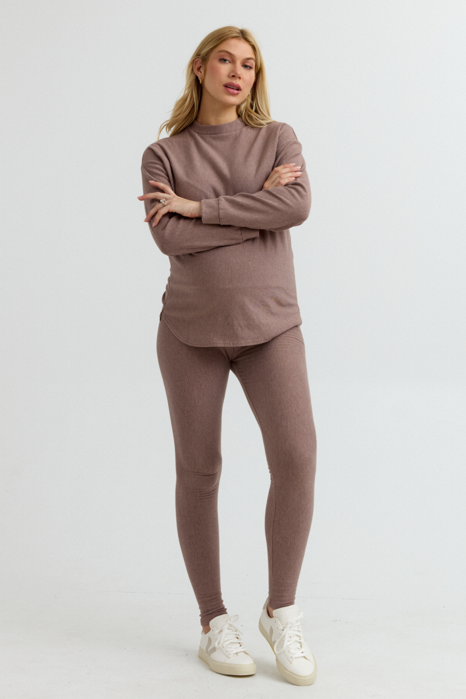 Cozy Fleece Maternity Legging Mocha CARRY Carry Maternity Canada