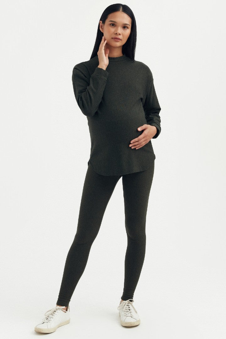 Cozy Fleece Side Zip Sweatshirt - Forest Green | CARRY | Maternity and Nursing Sweaters Canada