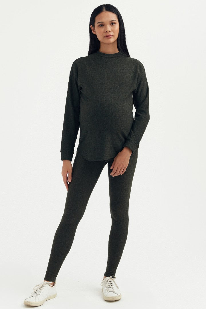 Cozy Fleece Side Zip Sweatshirt - Forest Green | CARRY | Maternity and Nursing Sweaters Canada