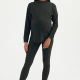 Cozy Fleece Side Zip Sweatshirt - Forest Green | CARRY | Maternity and Nursing Sweaters Canada