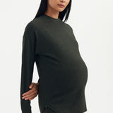 Cozy Fleece Side Zip Sweatshirt - Forest Green | CARRY | Maternity and Nursing Sweaters Canada