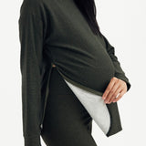 Cozy Fleece Side Zip Sweatshirt - Forest Green | CARRY | Maternity and Nursing Sweaters Canada