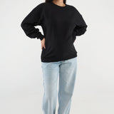 Made from our Cozy Fleece, an ultra-soft bamboo-cotton blend with a brushed interior, this pullover delivers warmth without bulk. Ribbed side panels provide extra stretch and ease, adapting comfortably through all stages of pregnancy and postpartum.