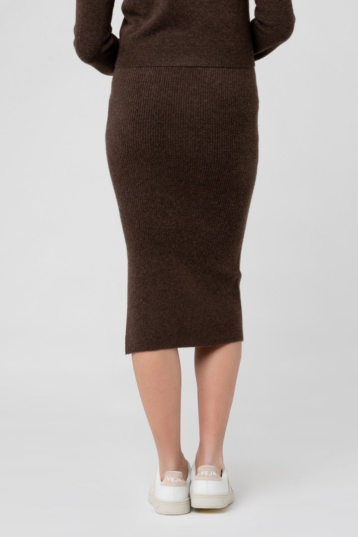 Dani Knit Skirt | Ripe Maternity | Chocolate | Maternity Skirts Canada