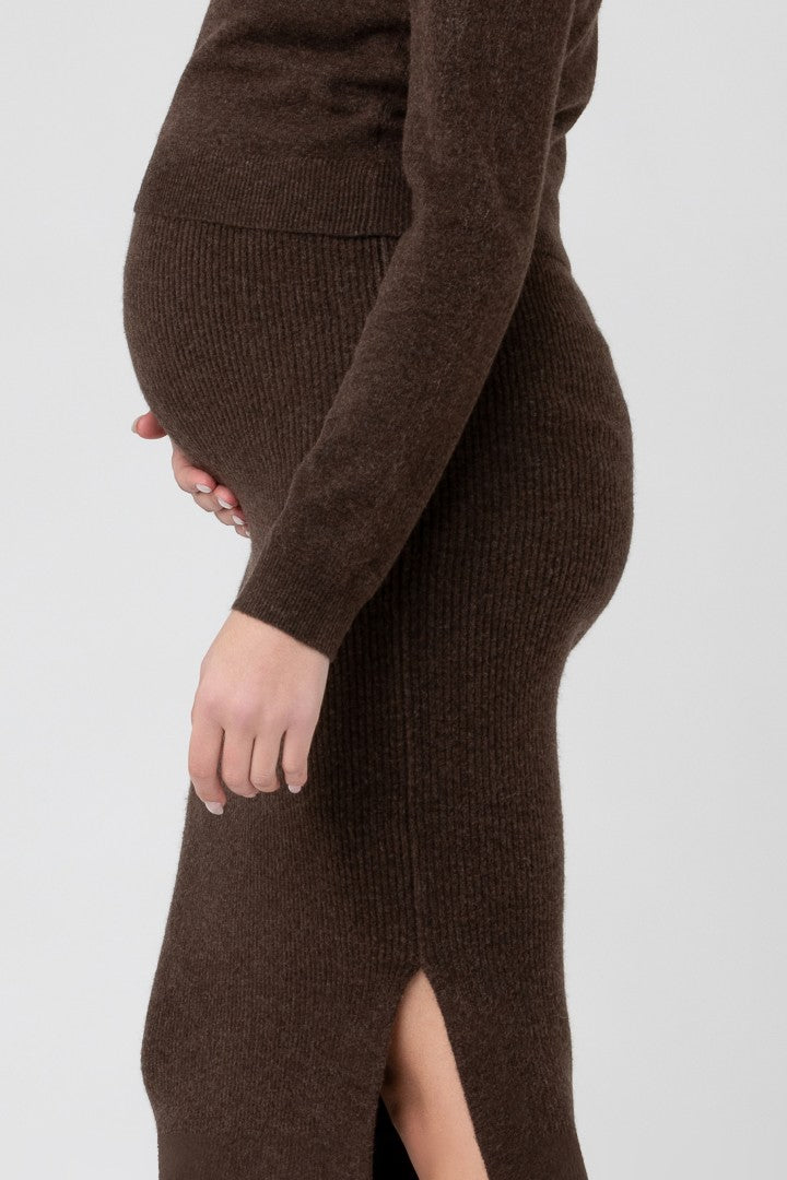 Dani Knit Skirt | Ripe Maternity | Chocolate | Maternity Skirts Canada