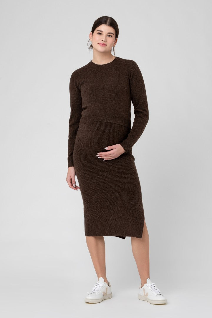 Dani Knit Skirt | Ripe Maternity | Chocolate | Maternity Skirts Canada