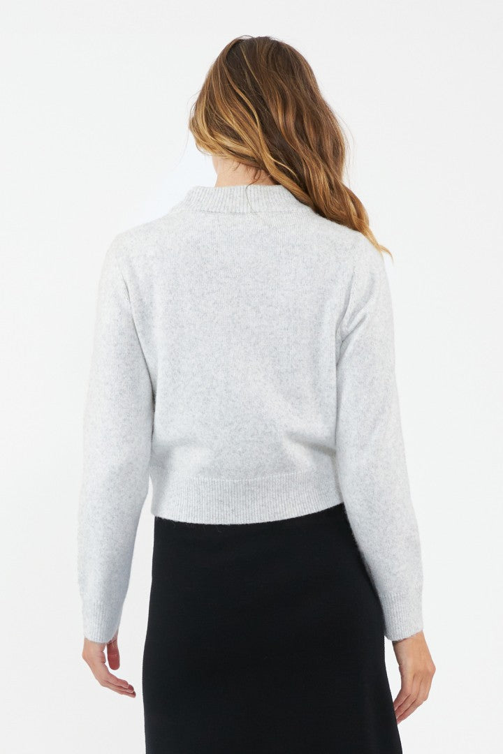 Tia Crop Knit Maternity Sweater (Snow Marle) | Ripe Maternity Canada
