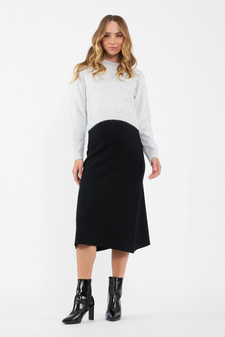 Tia Crop Knit Maternity Sweater (Snow Marle) | Ripe Maternity Canada