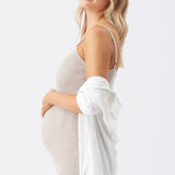Luxe Rib Knit Maternity Dress (Stone) | Ripe Maternity