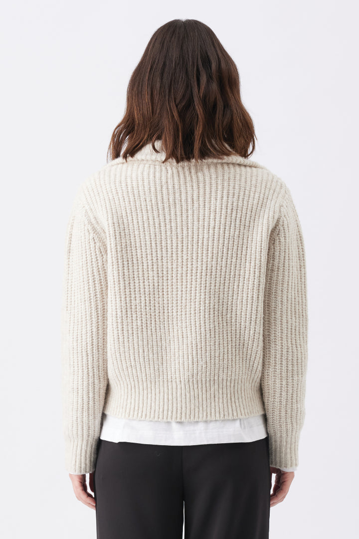 Chunky Zip Knit Maternity Cardigan (Oat) | Ripe Maternity