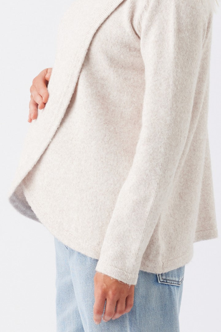Addison High Neck Cross Over Nursing Knit (Cream) | Ripe Maternity