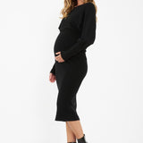 Sloane Chic Knit Maternity Dress (Black) | Ripe Maternity