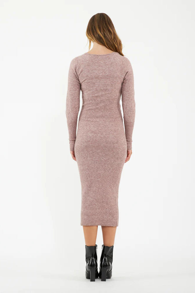 Heidi Crossover Nursing Knit Dress (Pink Marle) | Ripe Maternity