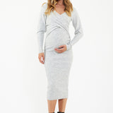 Heidi Crossover Nursing Knit Dress (Silver Marle) | Ripe Maternity