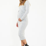 Heidi Crossover Nursing Knit Dress (Silver Marle) | Ripe Maternity