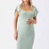 Baby Shower Shirred Dress (Pistachio) | Ripe Maternity