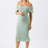 Baby Shower Shirred Dress (Pistachio) | Ripe Maternity
