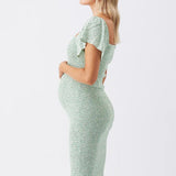 Baby Shower Shirred Dress (Pistachio) | Ripe Maternity
