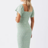 Baby Shower Shirred Dress (Pistachio) | Ripe Maternity