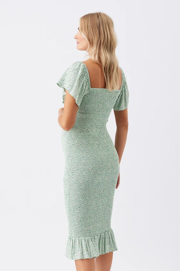 Baby Shower Shirred Dress (Pistachio) | Ripe Maternity