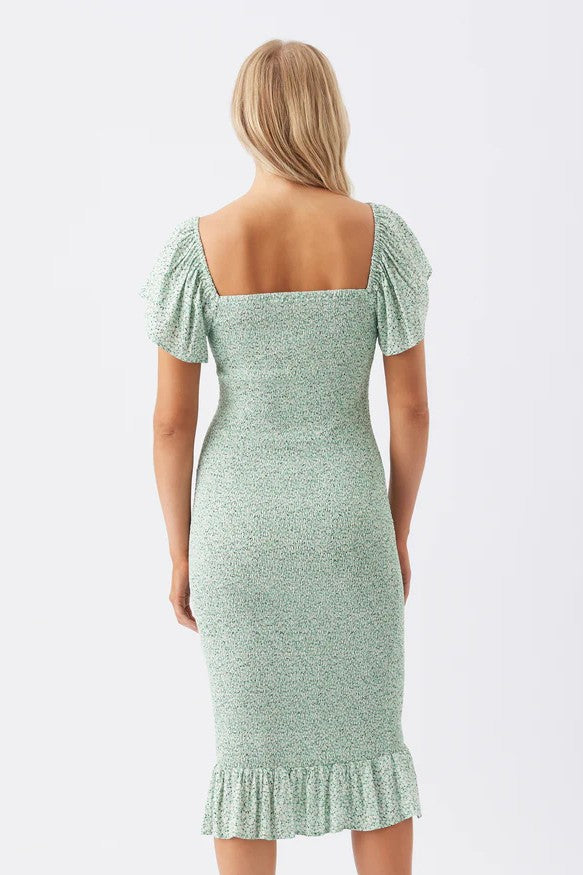 Baby Shower Shirred Dress (Pistachio) | Ripe Maternity