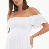 Maxi Spot Maternity Dress (White) | Ripe Maternity | Maternity Dresses Canada