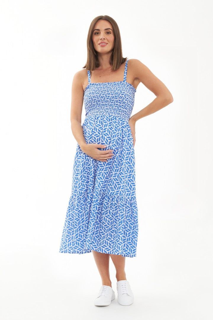 Capri Shirred Midi Maternity Dress 