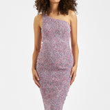 Skipper One Shoulder Dress (Pink/Blue) | Ripe Maternity Canada