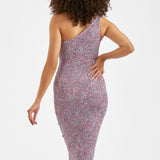 Skipper One Shoulder Dress (Pink/Blue) | Ripe Maternity Canada