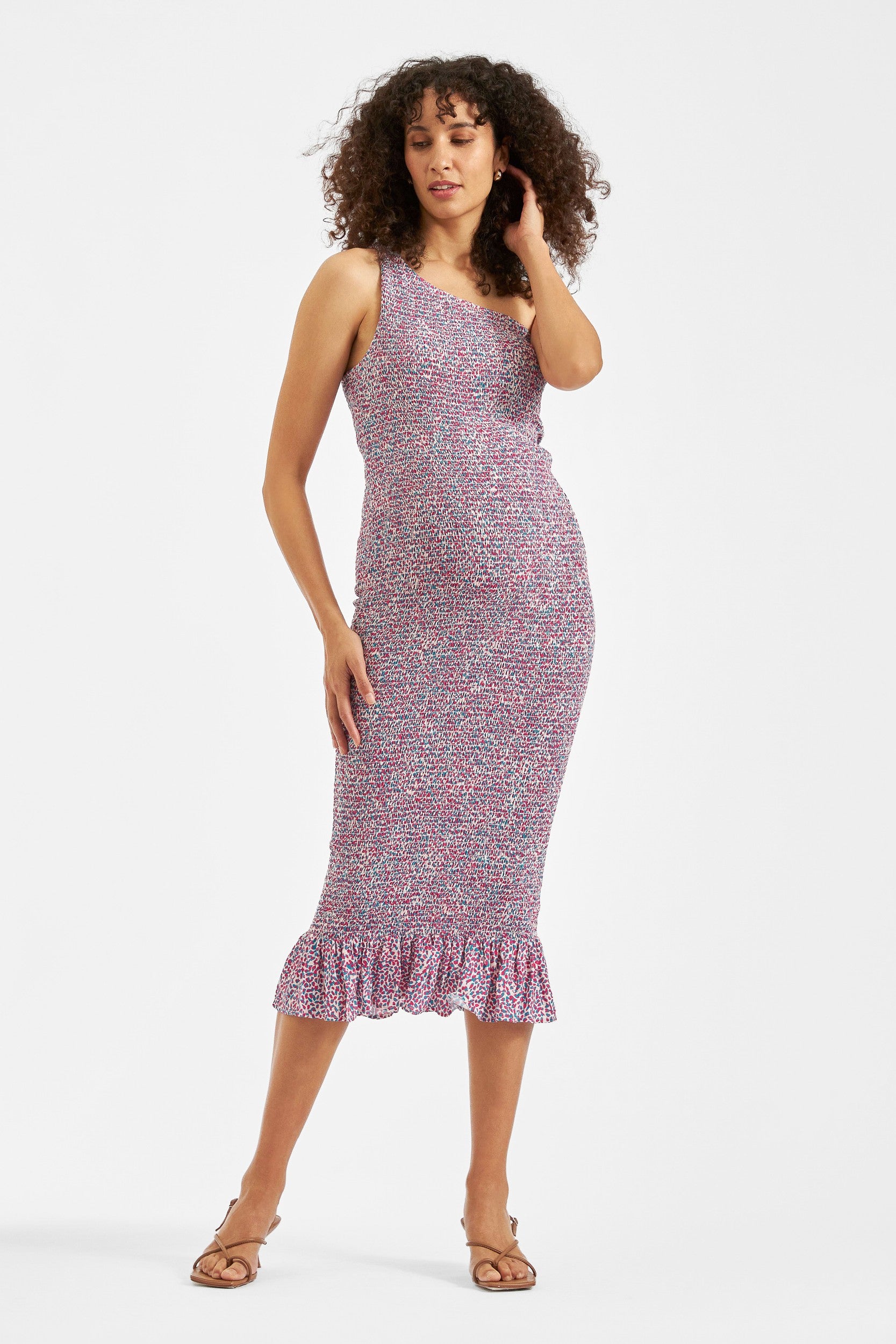 Skipper One Shoulder Dress (Pink/Blue) | Ripe Maternity Canada