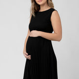 Knife Pleat Dress | Black | Ripe Maternity | CARRY | Maternity Dresses Canada