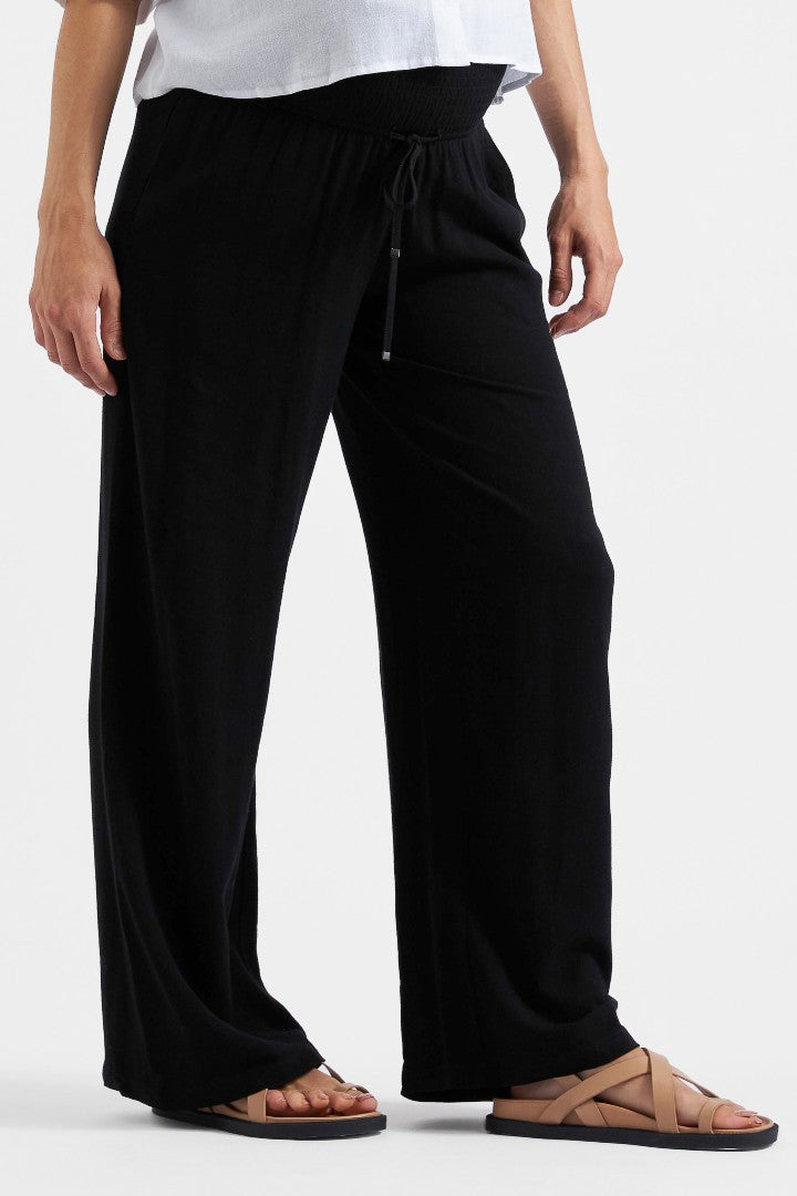Marlow Shirred Maternity Pant (Black) | Ripe Maternity