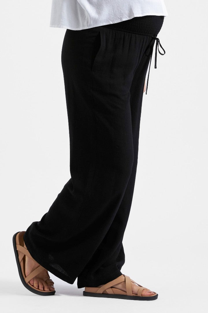 Marlow Shirred Maternity Pant (Black) | Ripe Maternity