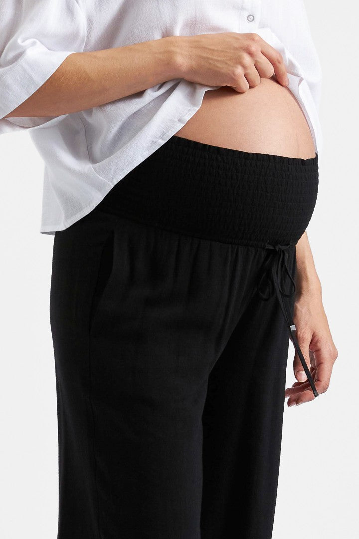 Marlow Shirred Maternity Pant (Black) | Ripe Maternity