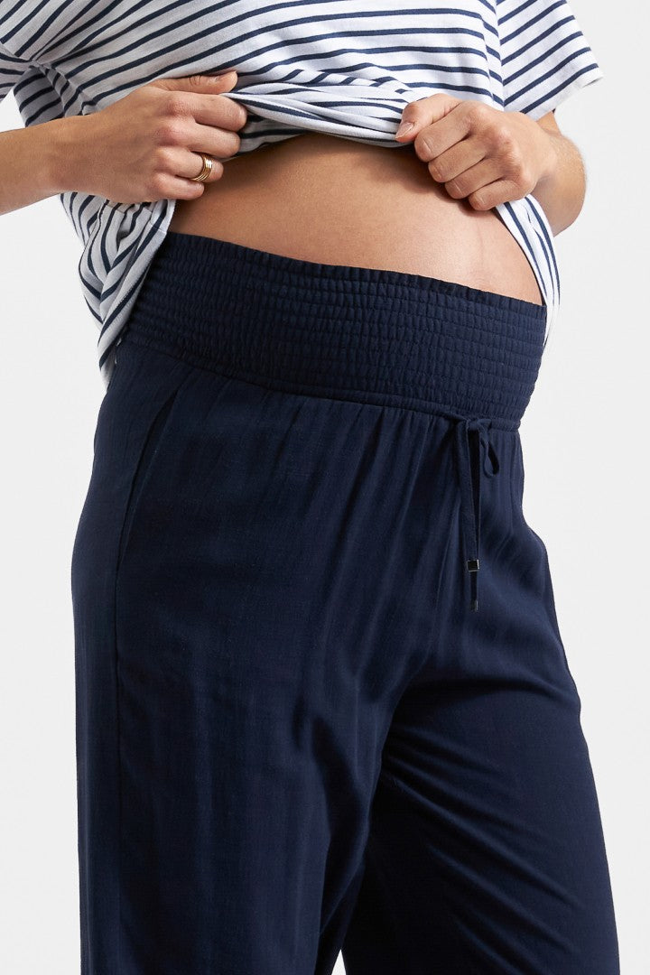 Marlow Shirred Maternity Pant (Navy) | Ripe Maternity