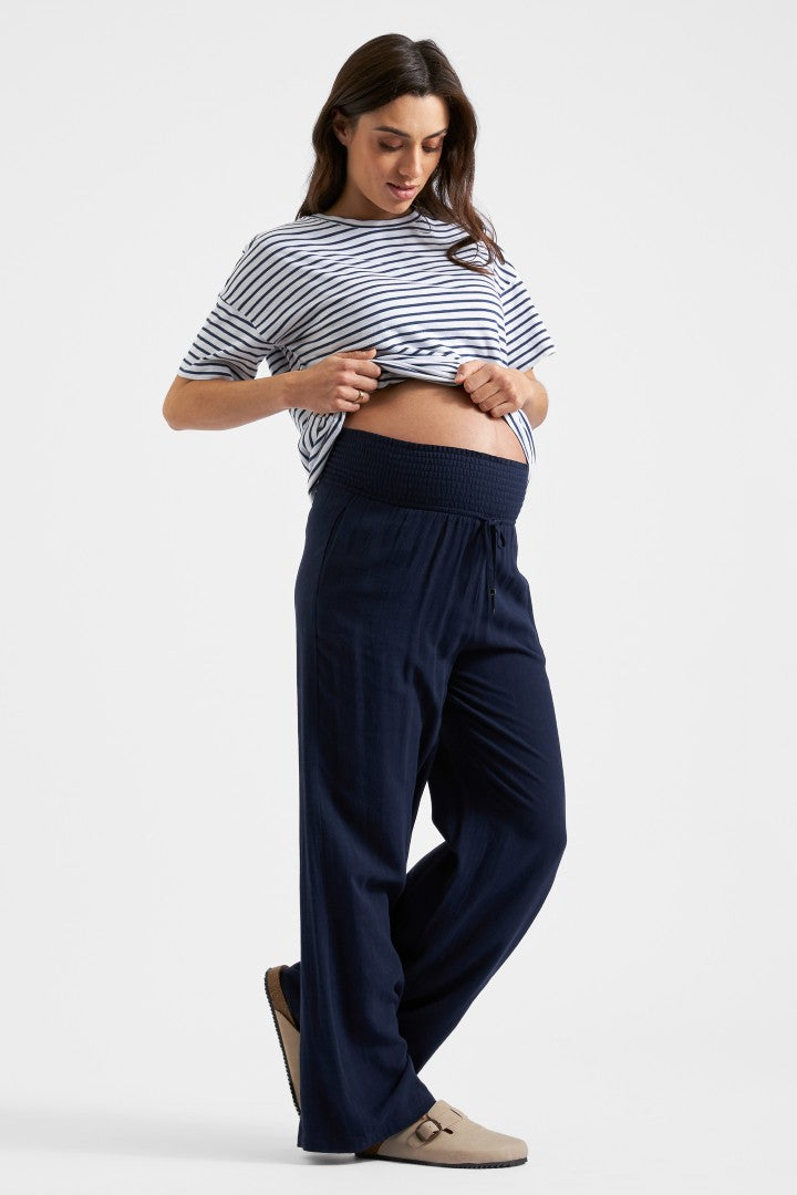 Marlow Shirred Maternity Pant (Navy) | Ripe Maternity