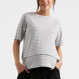 Claudette Maternity & Nursing Stripe Tee (White/Olive) | Ripe Maternity