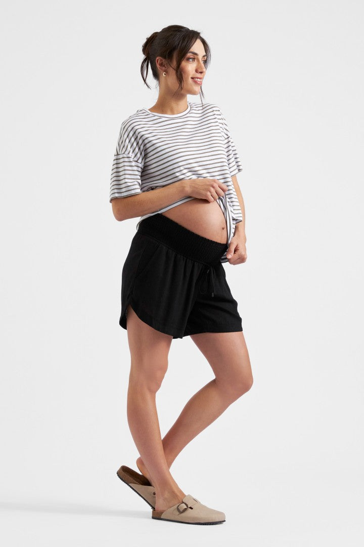Claudette Maternity & Nursing Stripe Tee (White/Olive) | Ripe Maternity