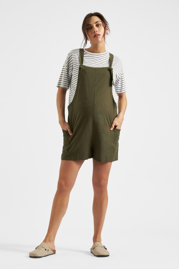 Claudette Maternity & Nursing Stripe Tee (White/Olive) | Ripe Maternity