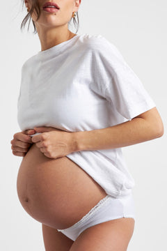 Organic Cotton Lacey Maternity Briefs (White) | Ripe Maternity Canada