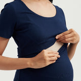 Soft Essential Bamboo Rib Nursing Lounge Set | Navy | Maternity and Nursing Loungewear Canada