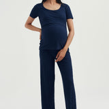 Soft Essential Bamboo Rib Nursing Lounge Set | Navy | Maternity and Nursing Loungewear Canada