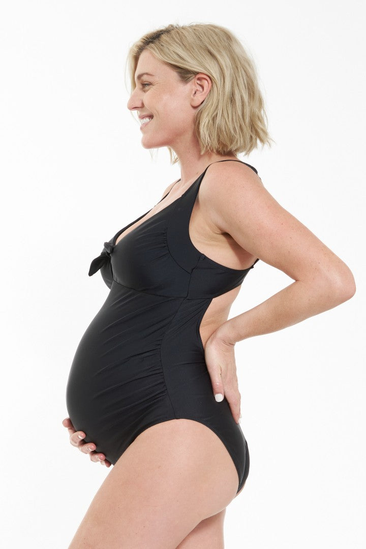 Tie Front Black One Piece Maternity & Nursing Swimsuit | Ripe | CARRY | Toronto Canada