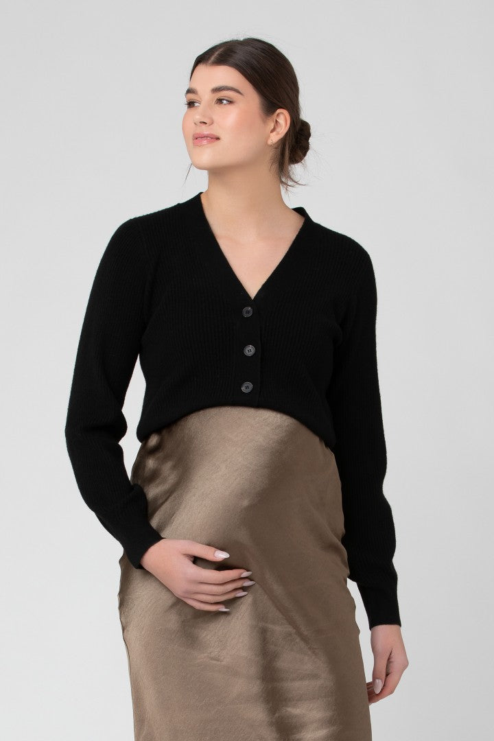 Tiffany Crop Knit Maternity Cardi | Black | Ripe Maternity | Maternity Sweaters Canada